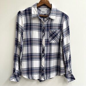 Rails Britt White Dusk Rogue Plaid Button Down Shirt Blue White Size Small